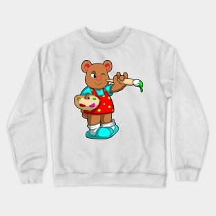 Bear as Painter with Brush & Paint Crewneck Sweatshirt